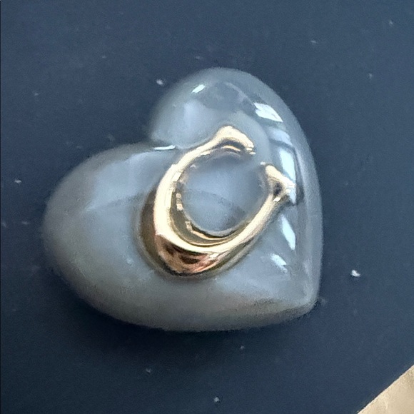 Coach Heart Earrings in Gray and Gold - Picture 4 of 4